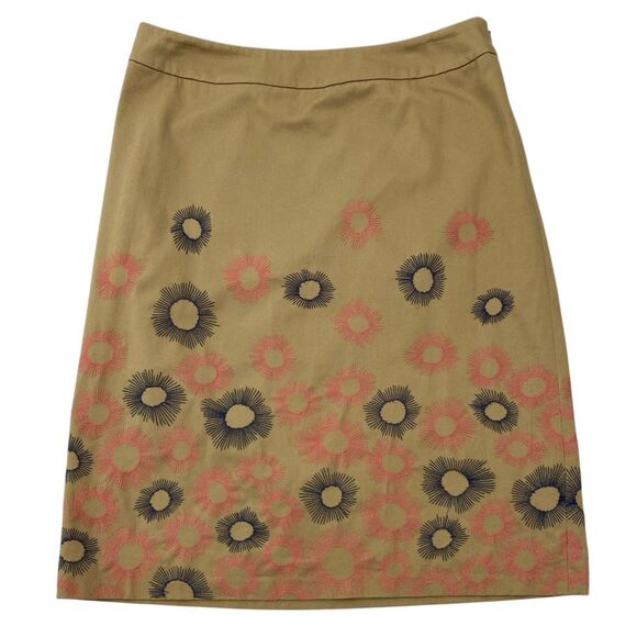 Boden Dresses & Skirts - Boden Skirt Womens 8L Brown Floral Midi Embroidered Lined Academia Modest